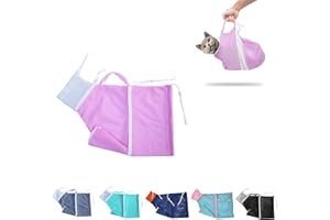 SHELDAMY Cat Bathing Bag, Grooming Net Bag Adjustable Breathable Anti-bite and Anti-Scratch Washing Mesh Bag for Shower, Nail Trimming, Injection