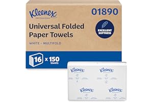 Kleenex Professional Universal Multifold Paper Towels, Bulk (01890), Absorbency Pockets, 9.2" x 9.4" Towel, White (150 Sheets
