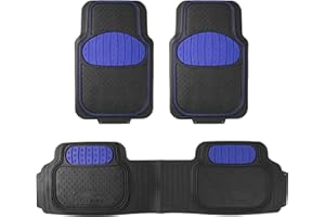 FH Group Heavy-Duty Rubber Car Floor Mats - Universal Fit, Trimmable, Climaproof - For Sedans, SUVs, Trucks - Blue