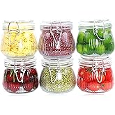 GMCOZY Glass Jar With Airtight Lid 16 Oz-6set Thicken Sealed Food Storage Canister Wide Mouth Mason Storage Jars For Kitchen Pantry Coffee Beans Nuts Baking Goods Tea Spice Cereal Fruits