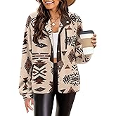 Zeagoo Women's Cozy Fleece Jacket Western Aztec Print Snap Button Down Coat with Pockets Casual Warm Outwear 2026