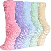 MQELONG Non Slip Hospital Socks with Grips for Women Winter Warm Cozy Fuzzy Slipper Soft Fluffy Sleep Socks