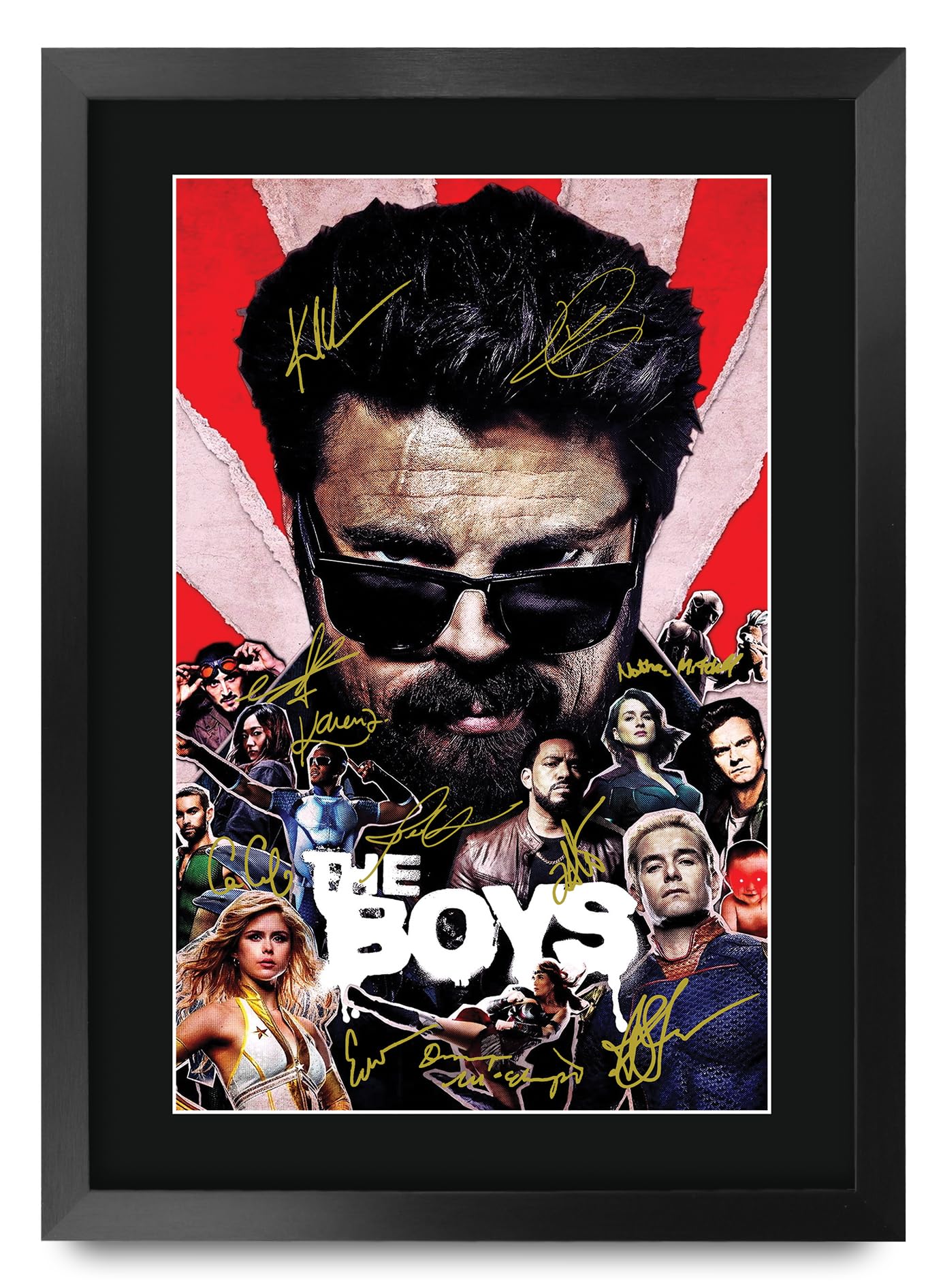 HWC Trading The Boys Gifts Printed Signed Autograph Picture for TV Memorabilia Fans - A3 Framed