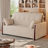 Mprkpllot 62.9" Convertible Pull Out Sleeper Sofa Bed with Hidden Storage | Folding Loveseat with Side Pocket, Fabric Upholstered, Metal &amp; Solid Wood Frame, for Apartment, Living Room, Home Office