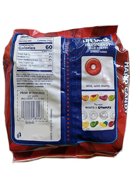 LIFESAVERS 14.5 OZ INDIVIDUALLY WRAPPED HARD CANDY, SHARING SIZE (WILD CHERRY), RED 29 OUNCE