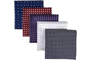 SHLAX&WING 5 Pieces Assorted Mens Silk Pocket Square Set Handkerchiefs