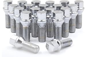 Wheel Accessories Parts 20 Pcs M12 x 1.5 12x1.5 Acorn Seat Lug Bolt 17mm Hex 28mm Thread Length Chrome Finish Fits BMW 1 3 5 7 Series Alpina B7 and M5 (Older Models)