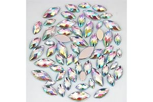UYTRDVG 1000Pcs Crystal AB Horse Eye Rhinestones Glitter Gems Flatback Acrylic Gemstones Jewels Crafts DIY for Making Clothes Dress Shoes Bag Wedding Accessories (01 White AB)