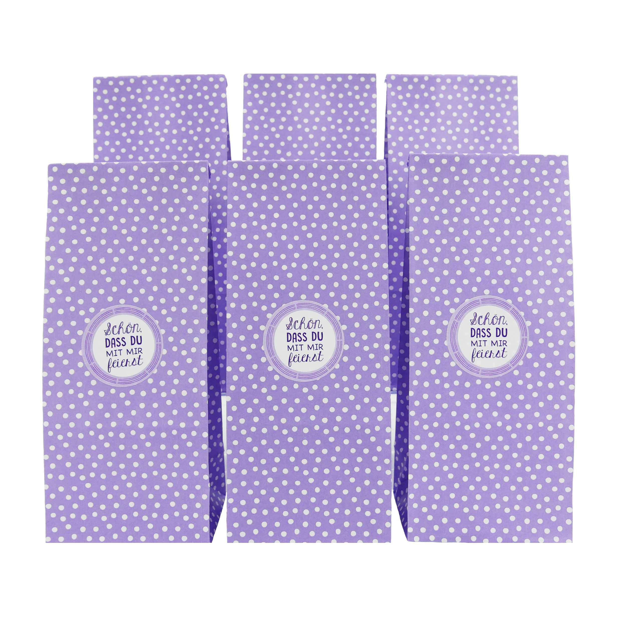 Paper Dragon Guest Gifts for Christening and Communion – 12 Christening Bags Sets with 24 Stickers for Your Celebration lilac