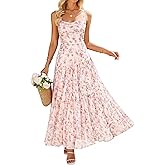 ZESICA Women's Summer Floral Sleeveless Maxi Dress 2026 Boho Mesh Beach Wedding Guest Spaghetti Strap Flowy Long Dresses