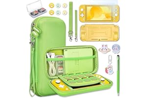 Switch Lite Case - innoAura 18 in 1 Switch Lite Accessories Bundle with Switch Lite Carrying Case, Switch Game Case, Switch Lite Screen Protector, Switch Thumb Grips (Green)