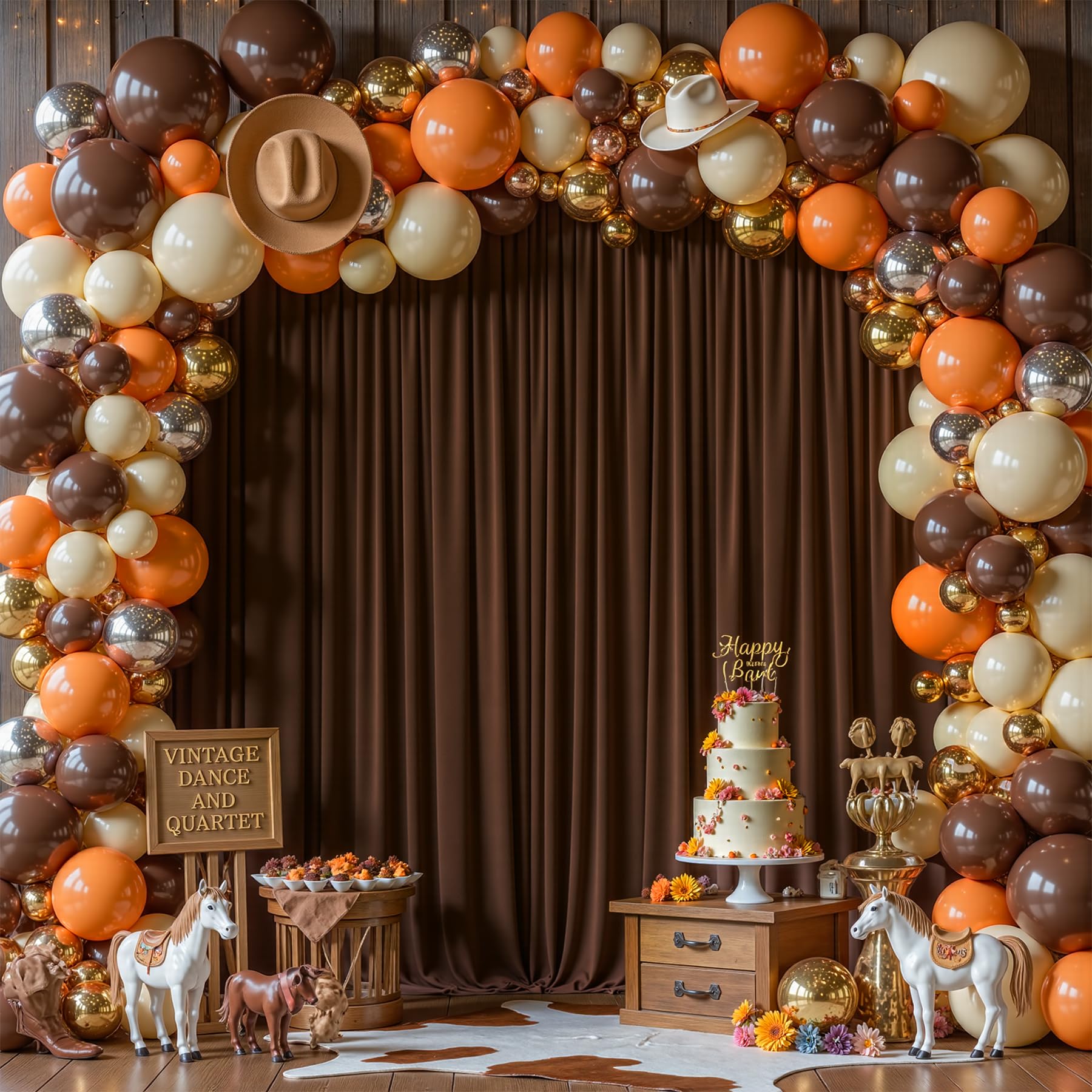 Photo 1 of 8x10FT Dark Brown Backdrop Curtains for Wedding Parties, Wrinkle Free Polyester Photography Backdrop Drapes for Baby Shower Birthday Parties Stage Background Stand Decorations 4x10ft,2 Panels