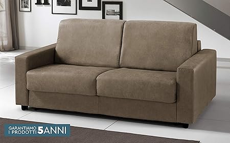 Divano Letto 3 Posti Cm 204 X 95 X 90h Colore Grigio Elefante Scamosciato Dafne Italian Design