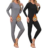 TELALEO 2 Sets Women's Thermal Underwear Long Johns Double-Sided Fleece Lined Base Layer Top & Bottom Pajama for Cold Weather