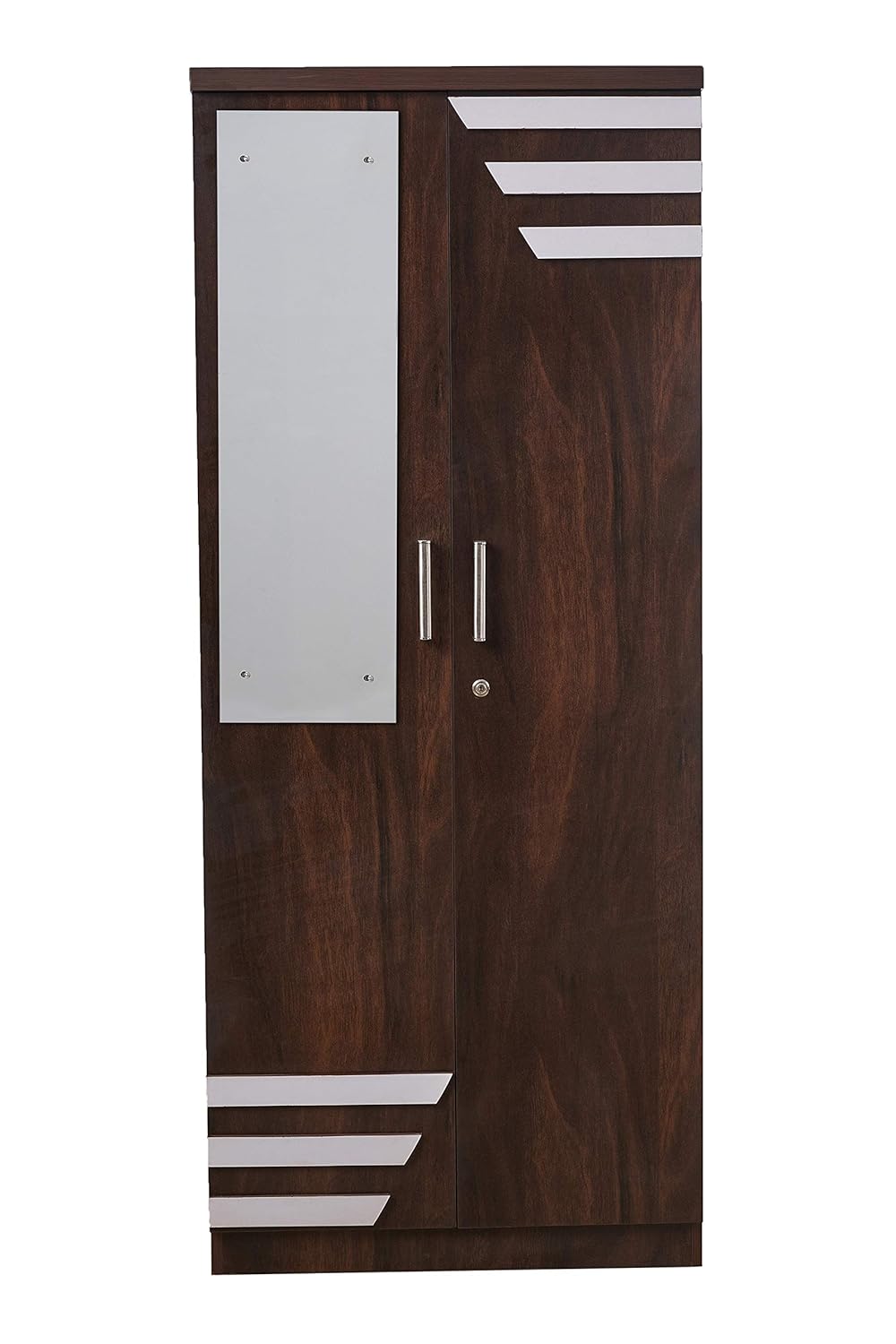 2 Door Wardrobe Engineered Wood Walnut Finish Amazon.in Furniture