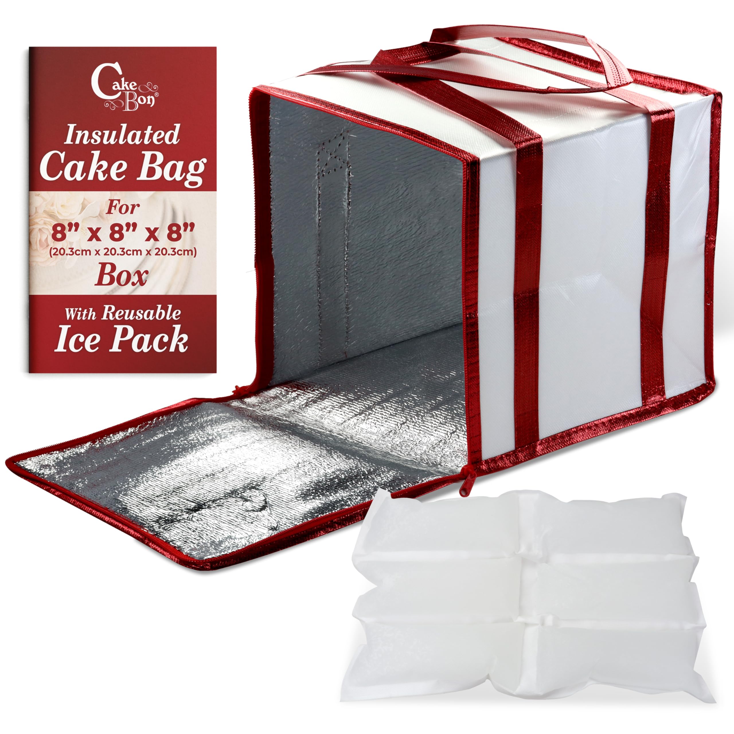 Photo 1 of Cakebon 8-Inch Cake Insulated Cooler Bag with Ice Pack Sheets – Premium Carrier Bag for Cakes, Pastries & Cupcakes – Durable, Reusable, Moisture-Proof Design for Bakers & Food Deliveries (1-Pack)