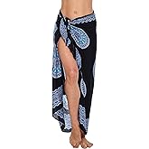 SHU-SHI Womens Beach Swimsuit Cover Up Flower Sarong Wrap with Coconut Clip
