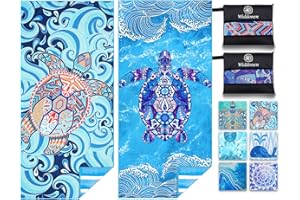 WIDDONEN 2 Pack Microfiber Lightweight Beach Towel Sand Free Quick Dry Absorbent Thin Compact Towels for Swimming Pool Camping Beach Accessories Large Easy Pack Travel Things for Vacation Essentials Gift