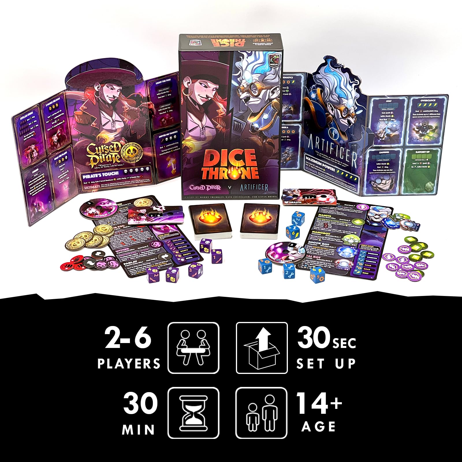 Dice Throne - Two Hero Box - Cursed Pirate v Artificer - Fast Playing Collectible Tabletop Game