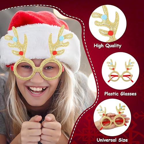Christmas Glasses Frames12Pcs, Christmas Party Supplies Christmas
