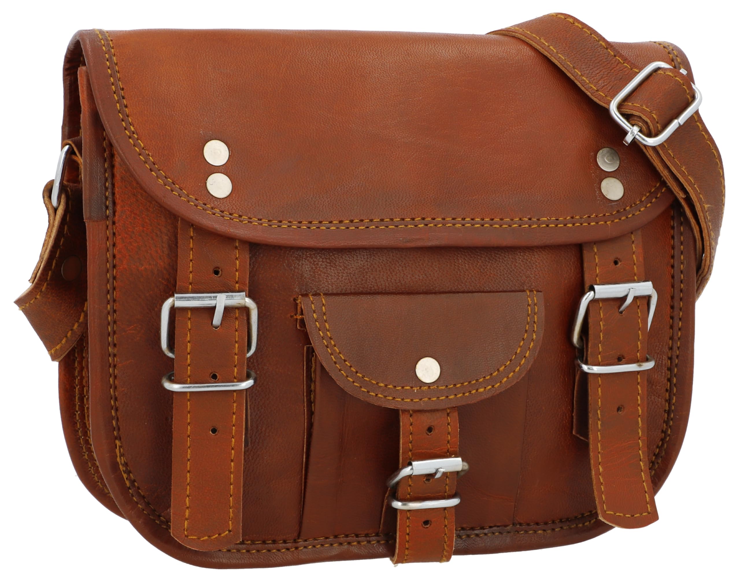 Gusti Small Leather Shoulder Bag Leder nature Emilia 7" Satchel Handmade Handbag 7 Inch Vintage Style Unisex Brown H3