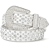 LEACOOLKEY Western Cowgirl Rhinestone Belt for Jeans, Fashion Rhinestone Belt for Women & Men