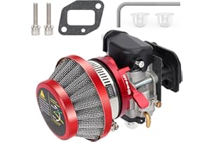 MTATCN 15mm Carburetor Upgrade Kit Air Filter Set Compatible with 2 Stroke 43cc 47cc 49cc Standup Gas Scooter ATV Quad Pocket Bike XG-550 BladeZ Moby X Red