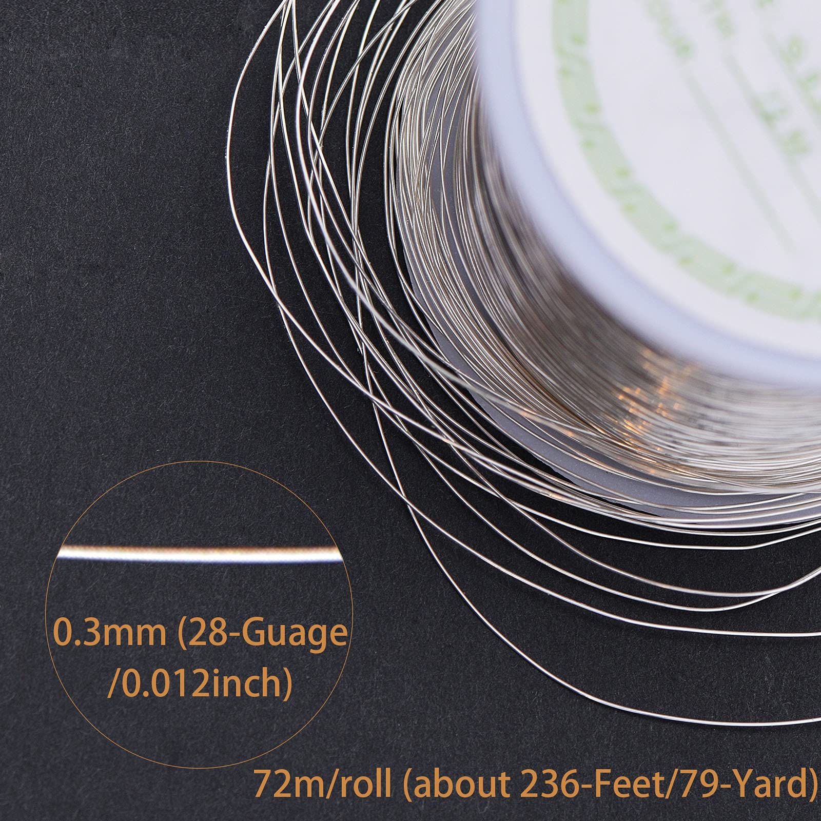 Airssory 0.3mm/28-Gauge Copper Metal Beading Wire Long-Lasting Plated for Wrapping Twist Ties DIY Craft Jewelry Making - 236-Feet/79-Yard