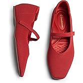 Cusolemore Mary Jane Flat Shoes for Women with Arch Support and Concealed Low Wedge Heel, Comfortable Women Square Toe Ballet Flats Knit Dress Shoes
