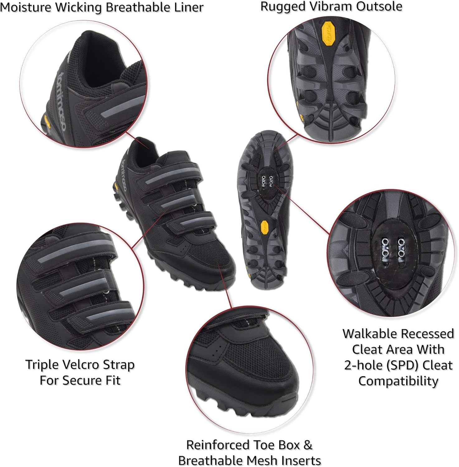  | Tommaso Vertice Men’s 100, 200, All Mountain Vibram Sole Mountain Bike Shoes | Cycling
