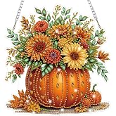 Bowetile Fall Diamond Art Hanging Kits for Adults, Diamond Art Suncatchers Maple Leaf Bouquet, 5D Special Shape Diamond Painting Autumn Pendant Window Ornament for Home Door Wall Decor