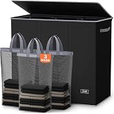 SOLEDI Large Laundry hamper 3 Section with Laundry Bag, XL Clothes Basket | 3-Section Large capacity Laundry Sorter with Odor-Blocking Lid, Robust Iron Frame &amp; Waterproof 600D Fabric, 3 Washable Bags