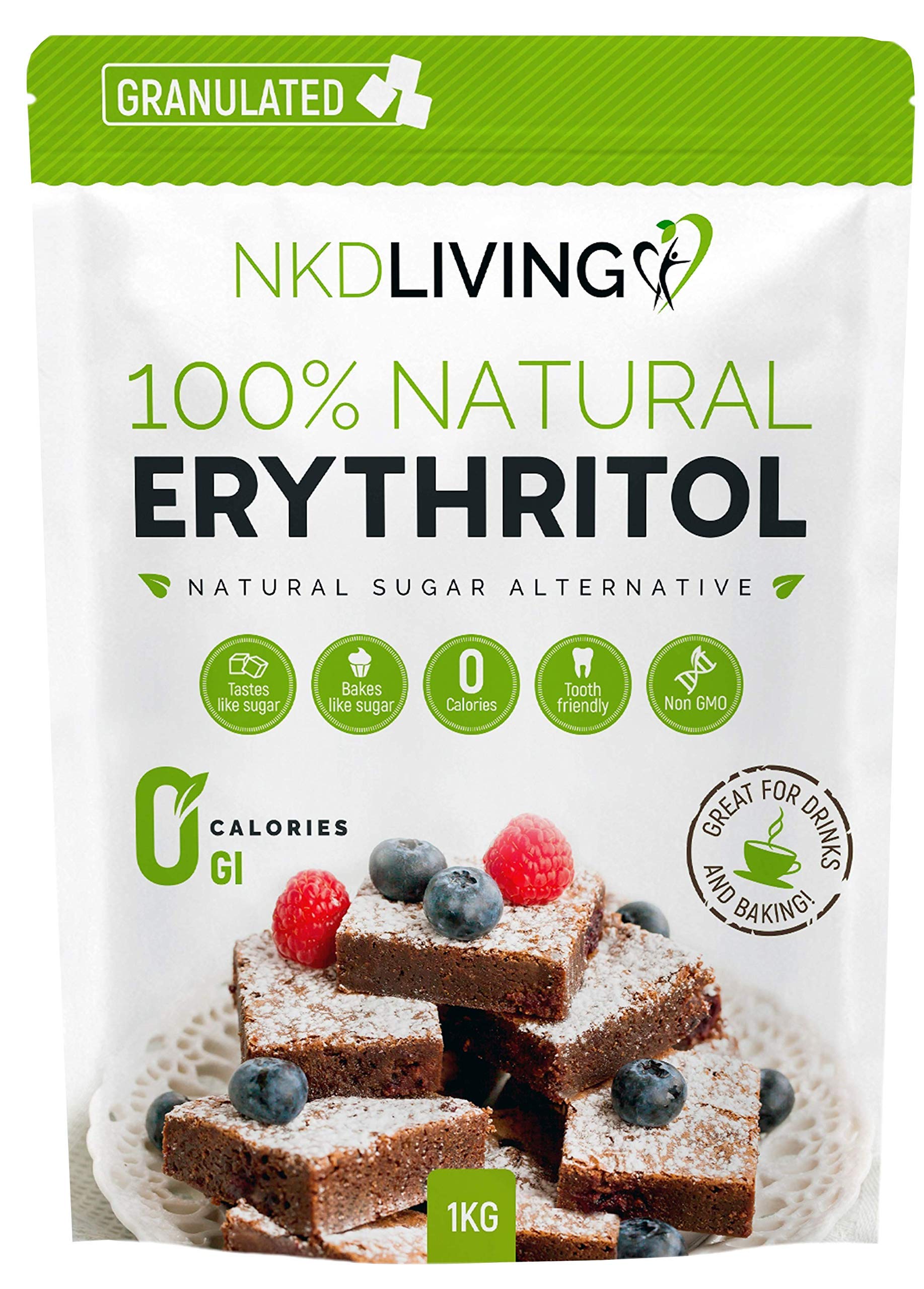 100 Natural Erythritol 1 Kg (2.2 lb) Granulated ZERO Calorie Sugar