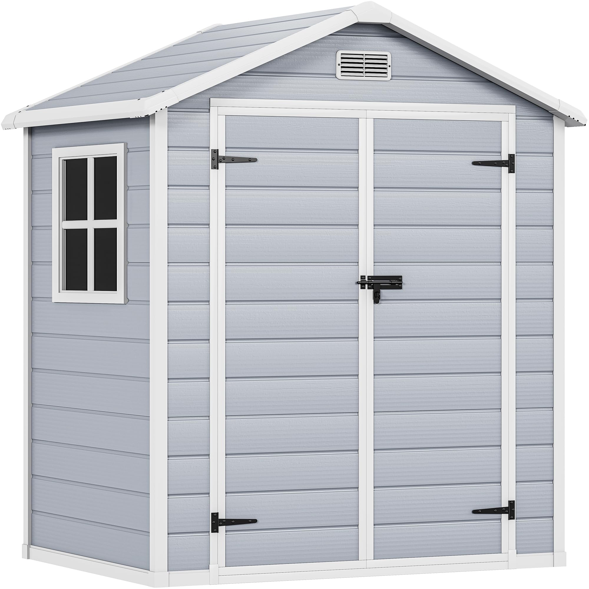 Photo 1 of DWVO 6x4.4 FT Resin Storage Shed with Floor, Gray