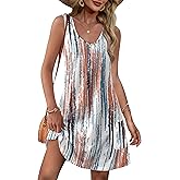 OFEEFAN Womens Summer Dresses 2026 V Neck Sleeveless Sundresses with Pockets Beach Vacation Clothes Floral/Plain