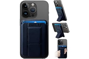 ArtsEvo Magnetic Wallet with Stand and Finger Loop, compatible with iPhone MagSafe Wallet for iPhone 15/14/13/12 Series (Not for iPhone 13/12 Mini). Max 3 Card Holder, Blue