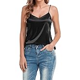 VIDUSSA Women's Silk Camisole Tops V Neck Tank Tops Satin Cami Shirts Sleeveless Blouses