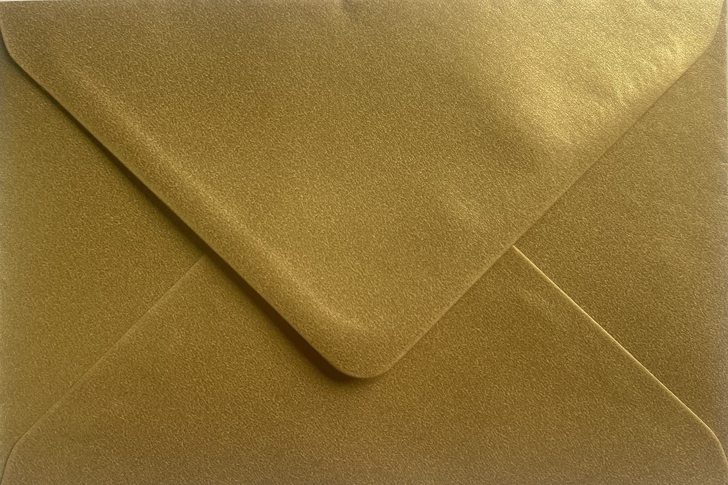 5" x 7" / 133mm x 184mm Coloured Envelopes (100gsm) Perfect for Christmas Cards, Greeting Cards, Wedding Invitations, Gift vouchers and Many More- Set of 100 Envelopes (Pearl Gold)