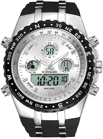 SPOTALEN Men Sports Watches Analog Digital Quartz Mens Clock Alarm Back light Chronograph Date