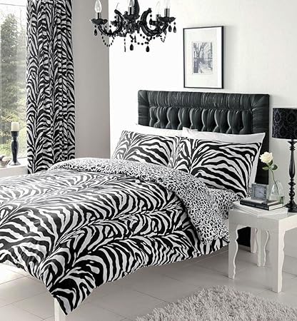 Black White Zebra Print King Size Duvet Set With Matching