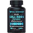 Vital Vitamins Multi Collagen Complex - Type I, II, III, V, X, Grass Fed, Non-GMO, 150 Capsules