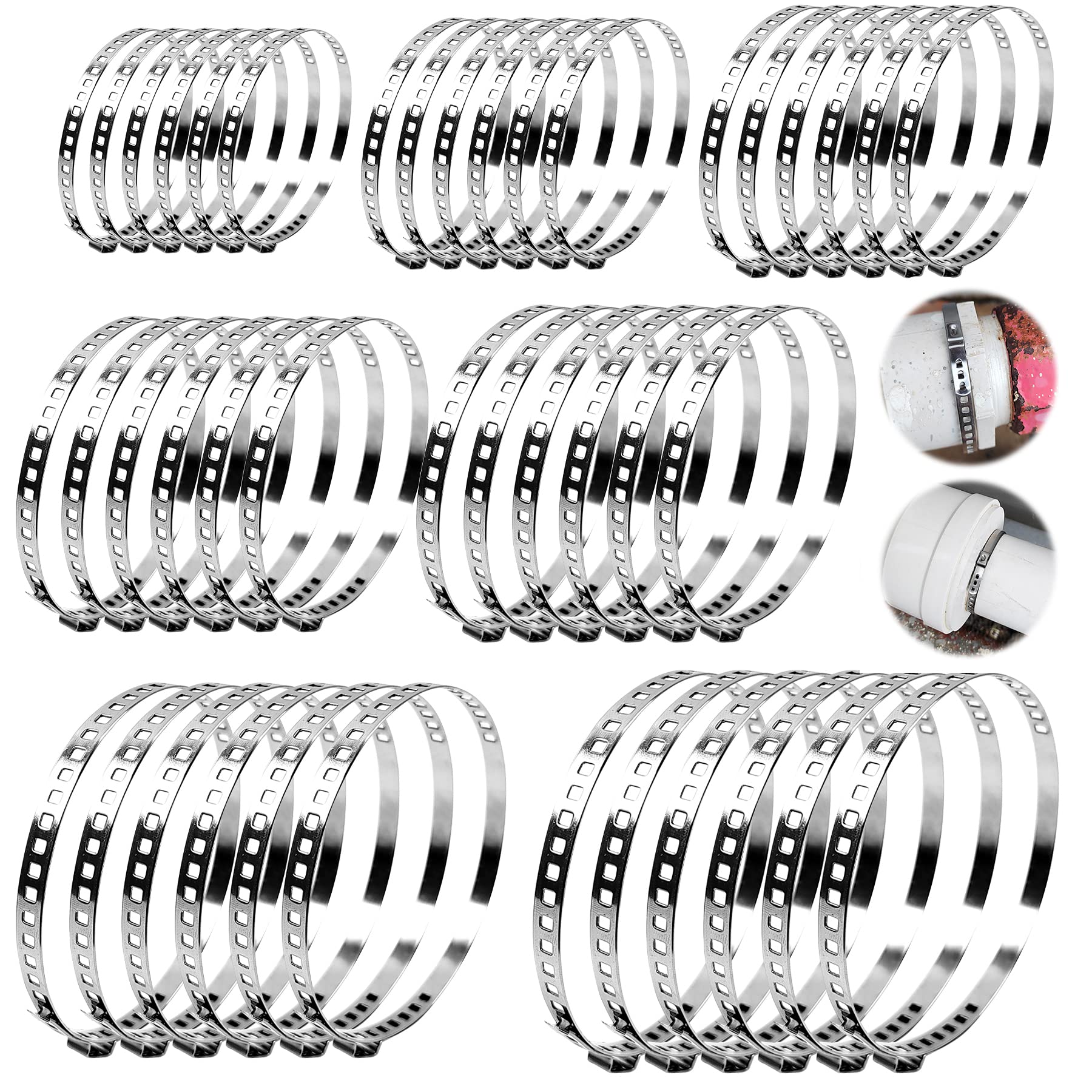42 Pcs Hose Clips Set, CV Boot Clips, Stainless Steel Pipe Clamp, Universal Adjustable Pipe Clips, for CV Boots, Car & Most Pipeline (42)