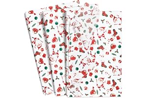 ETHANBERG 120 Sheets Christmas Gift Wrapping Tissue Paper Bulk, Santa Claus Stockings Gloves Tissue Paper for Gift Bags, Decorative Art Papers for DIY Crafts Winter Holiday New Year Party Decor, 20x14 Inches
