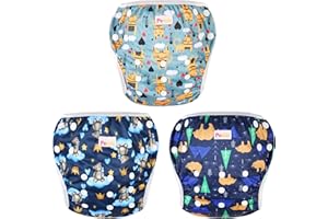 Pedobi Reusable Baby Swim Diapers, Adjustable Diaper Swim for Toddlers 9 Months - 3 Years Old, 3 Pack for Swimming Lessons (Bear, Large)