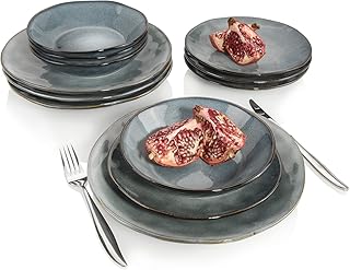 Sänger Geschirrset Darwin Porzellan 12 teilig, Kombiservice für 4 Personen, Vintage, Tellerset farbig, Geschirrset Design, Porzellan