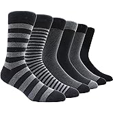 TOEJYJ Mens Fun Dress Socks, Pattern Funny Casual Socks Pack, Colorful Striped Cotton Novelty Socks Size 10-13