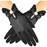 Gionforsy Floral Lace Gloves for Wedding & Bridal Elegance - Short Wrist Lace Gloves for Opera & Dinner Party