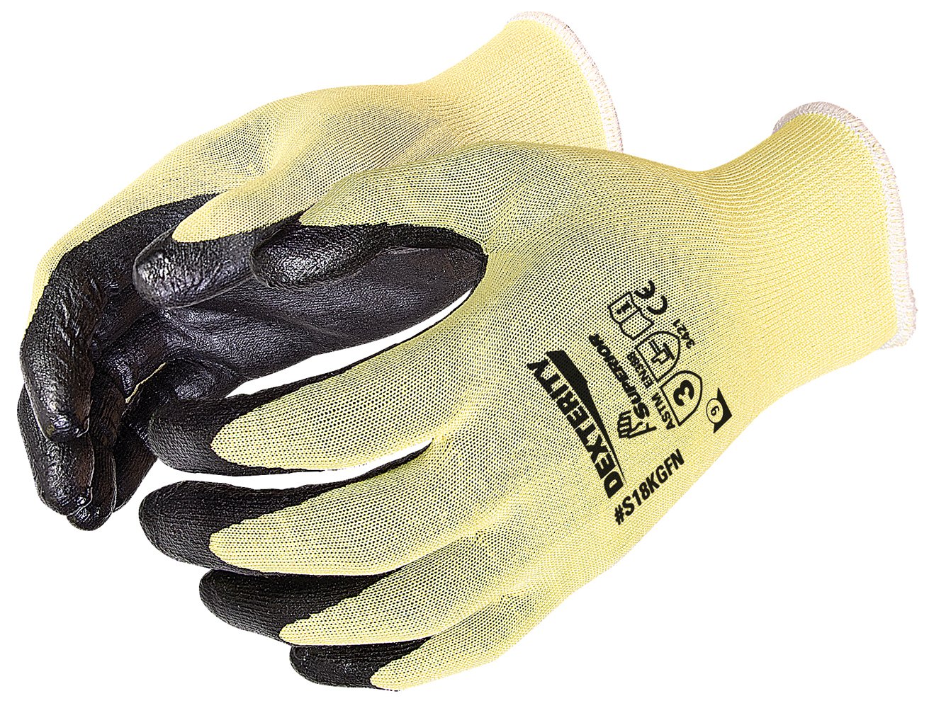 DEXTERITY ULTRAFINE 18-GAUGE CUT-RESISTANT KEVLAR GLOVE WITH FOAM NITRILE PALM BLACK 11