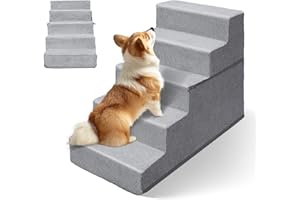 Topmart Dog Stairs for Small Dogs,5-Step,22.5" H, Pet Stairs for High Beds and Couch, Folding Dog Ramps Steps for Small Dogs Cats with Removable Washable Cover