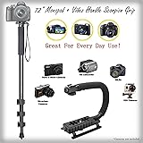 Video Handle Grip + Versatile 72" Monopod Bundle